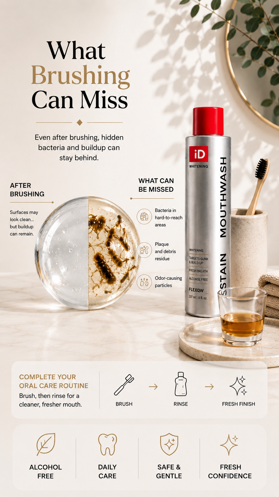 Whitening mouthwash for stain removal & fresh breath