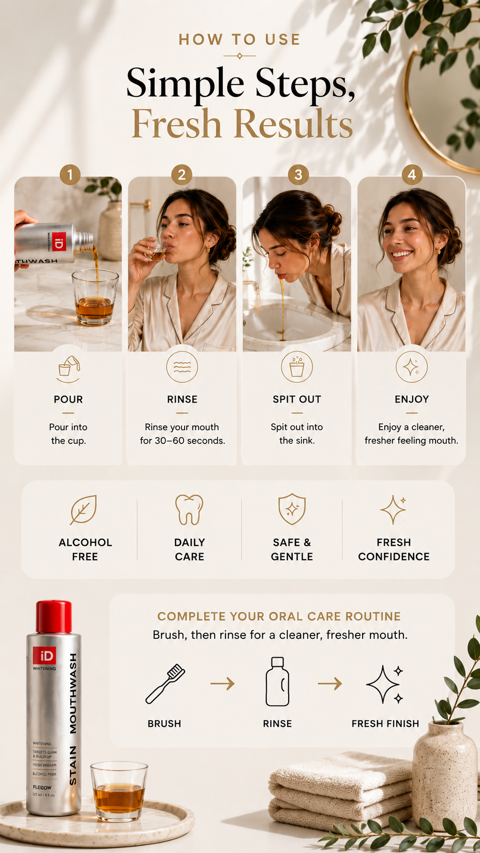 Whitening mouthwash for stain removal & fresh breath